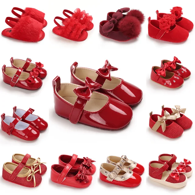 Andes sexo Lamer Zapatos Rojos antideslizantes para bebé recién nacido, zapatos de fondo de  tela para niñas, elegantes y nobles, zapatos de ocio para primeros pasos para  bebé, nueva moda _ - AliExpress Mobile