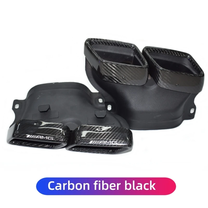 Carbon Fiber AMG Exhaust Tips Muffler Pipe For Mercedes C63 W205 C200 C300 C260 C180 15-18 year Glossy/Matte Black