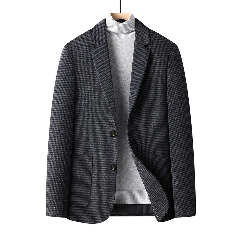 High Quality Men's  Wool Blazer Jacket  New Single Breasted Male  Cashmere Jacket Coat Business Formal Cashmere Blazers Clothes