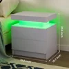 Nightstand Set of 2 LED Nightstand with 2 Drawers,Night Stand Set 2 with LED Light,Bedside Table with Drawers for Bedroom,White 2
