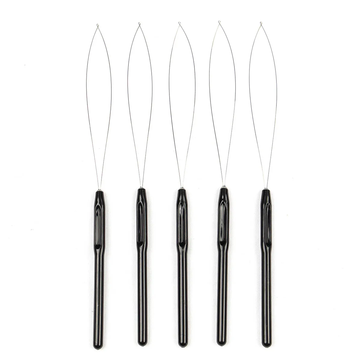 5Pcs Hair Extension Tool-Black Stainless Steel Needles With Colorful Plastic Handles For Beading Or Synthetic Hair Extensions