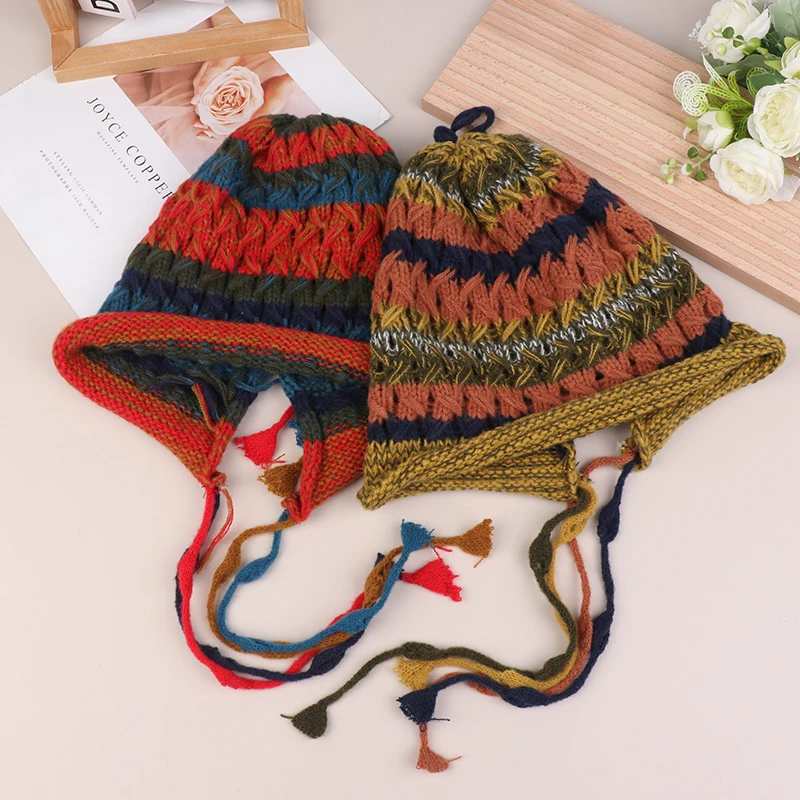 1PC New and high quality Decor Elastic Thick Hollow Out Beanie Soft Warm Regular Fit Ear Protection Lady Winter Hat
