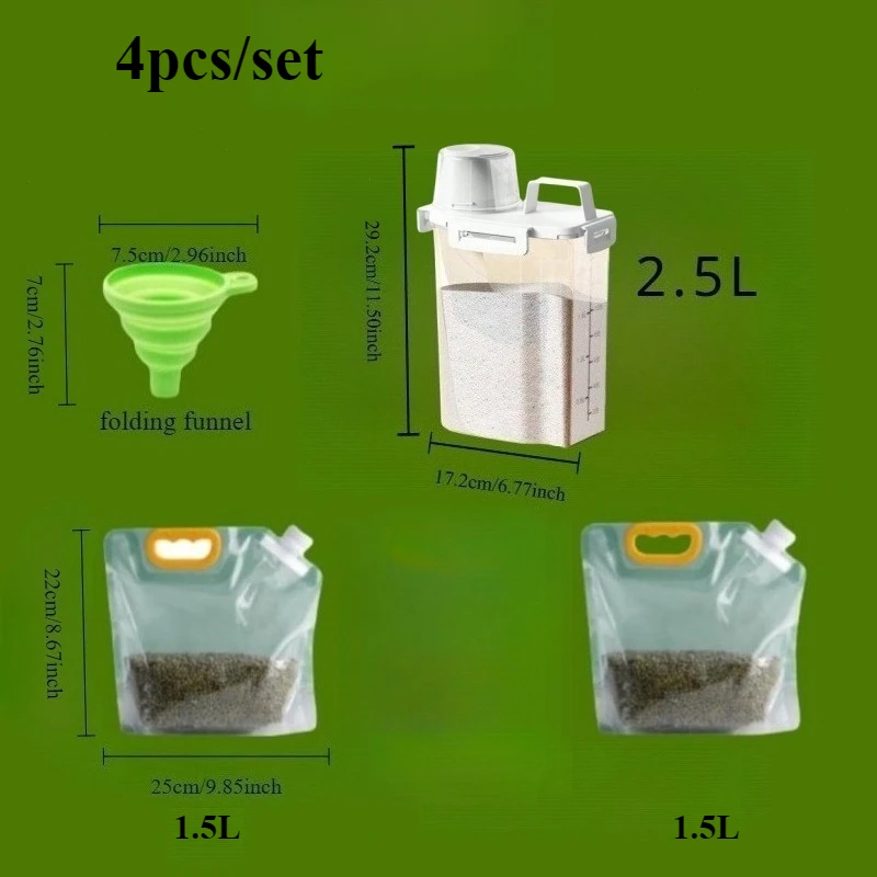 4pcs/set Airtight Food Storage Container with Lid  Ideal for Grain, Nuts, Flour, Rice, Kitchen Organization