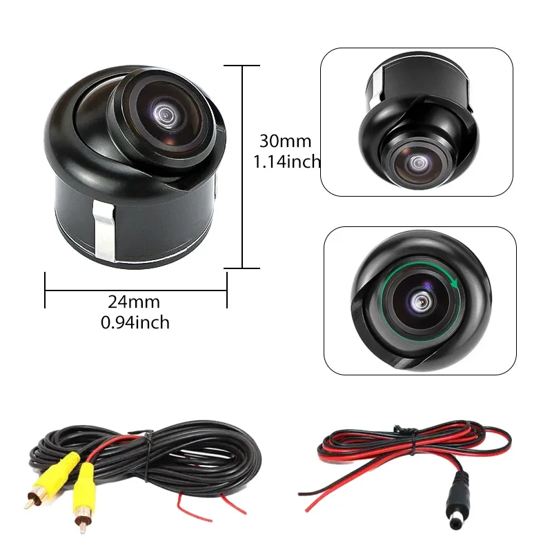 유니버설 170 ° AHD/CVBS 1080P 어안렌즈 차량 후방 카메라 360 ° 90도 회전 가능 ° 조절 가능한 야간 투시경 방수 간편 설치