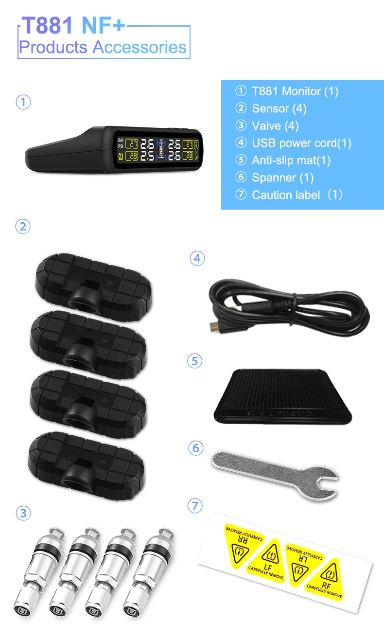 CAREUD-  ڵ Ÿ̾ з ͸ ý,  4  ܺ TPMS ڵ 