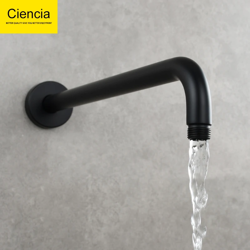 Montado na Parede Braço de Chuveiro Redondo Chuveiro Fixo Cromo Preto Chuveiro Acessório Aço Inoxidável Ciencia-sus304