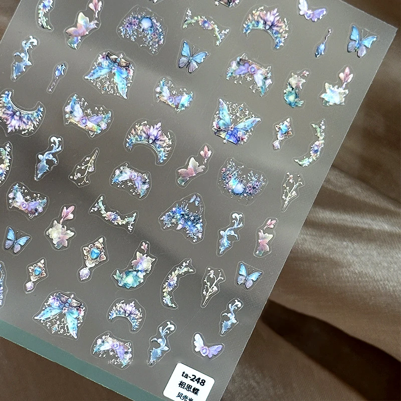 Cute Girl Fantasy Horse Book Flower Shiny Butterfly Self Adhesive Nail Art Decoration Sticker Pretty Japan 3D Manicure 5D Decals 5