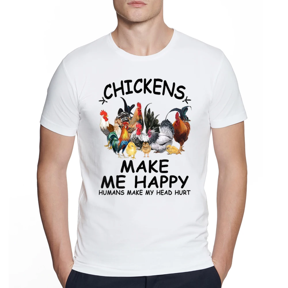 Hühner machen mich glücklich menschen machen mein kopf verletzt T-Shirt Lustige Ästhetischen Freizeit Oansatz T Shirt Street Graphic Tee