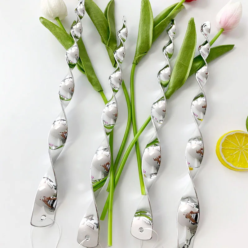 12pcs Bird Repeller Rotating Rod Reflective Deterrent 30cm Hanging Spiral Rod Anti-bird Protection Garden Decor Chimes