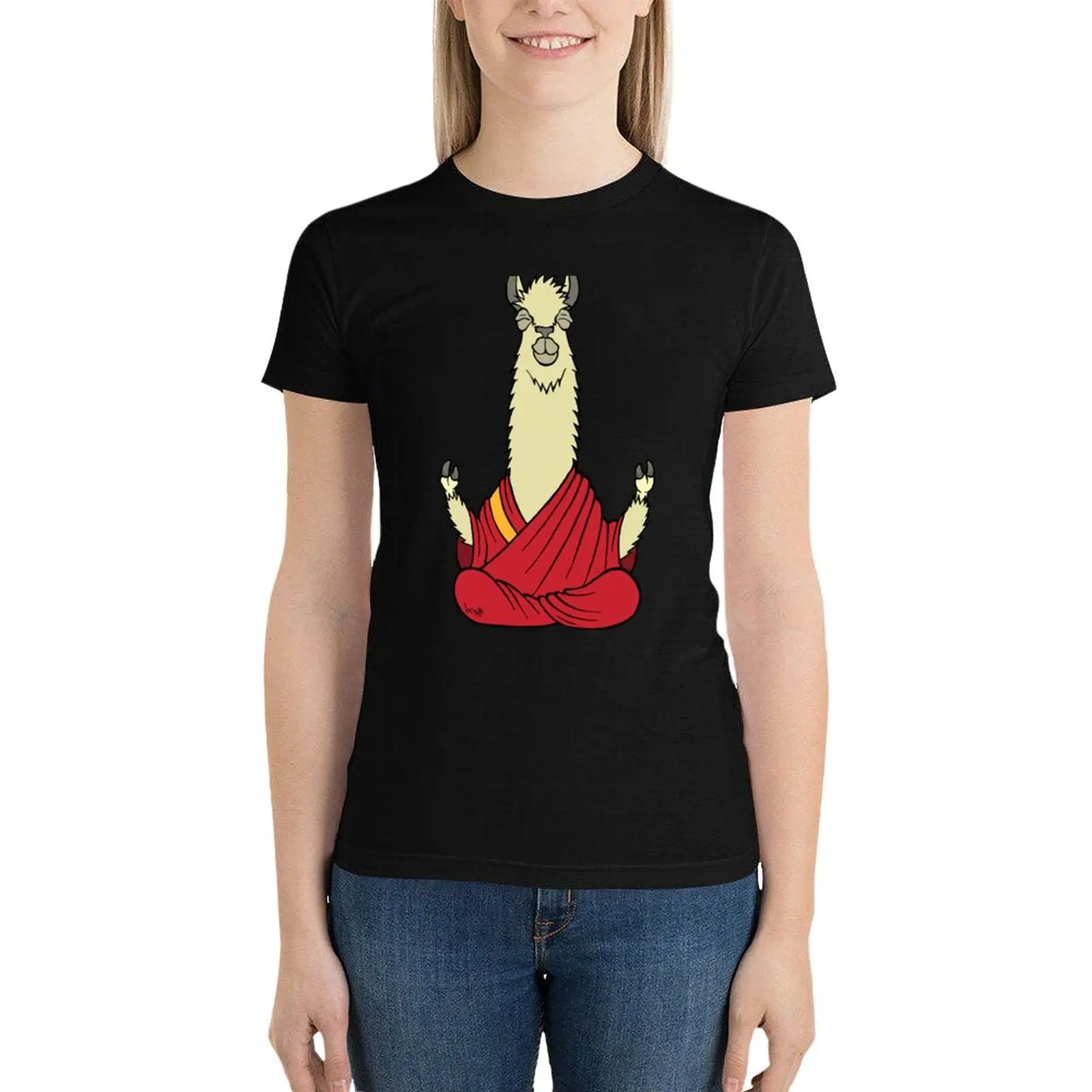 Dali Llama T-Shirt lady clothes Short sleeve tee kawaii clothes Female clothing Woman fashion