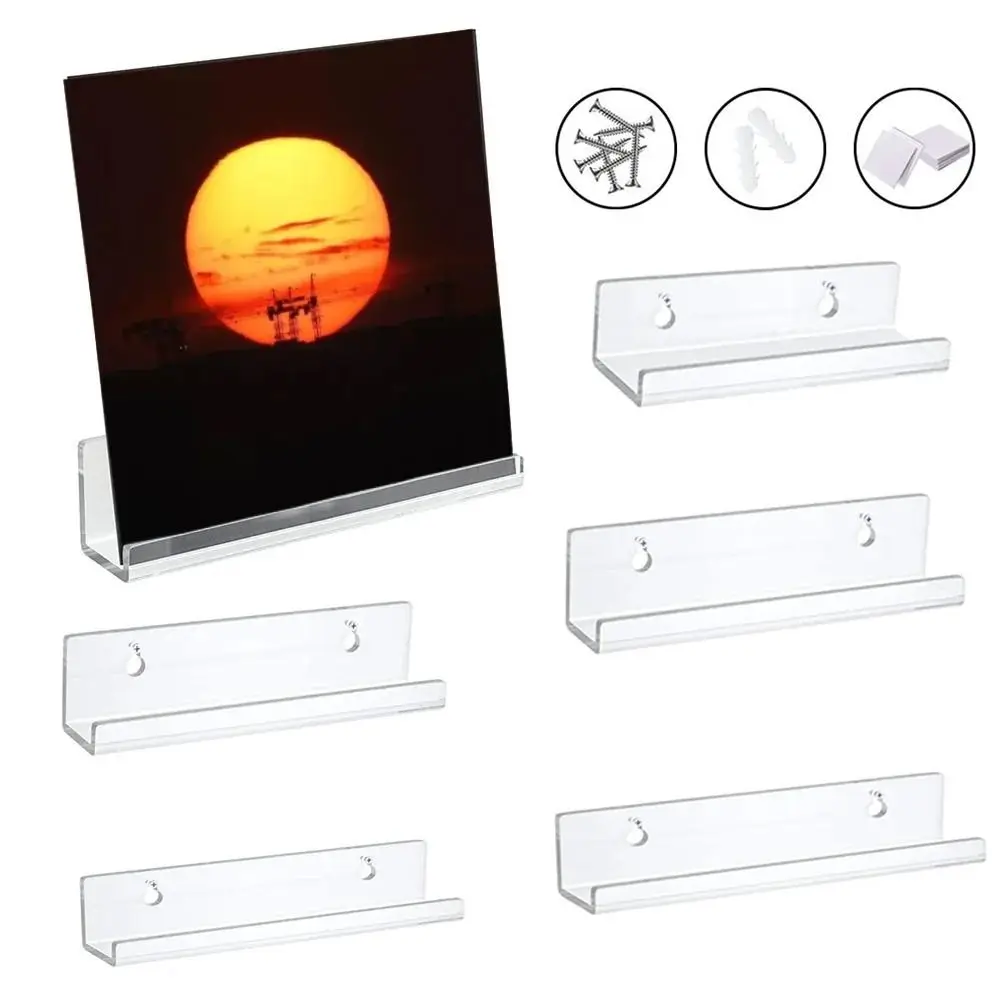 Creative 4/7/12inch Record Display Stand Acrylic Clear CD Shelf Wall Mounted Record Album Storage Rack