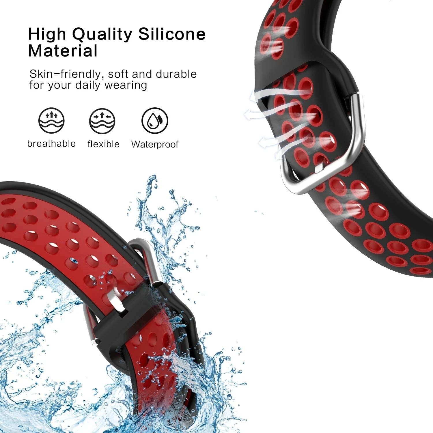 Sport Silicone Band Strap | Premium Replacement Wristband | Versatile Fit