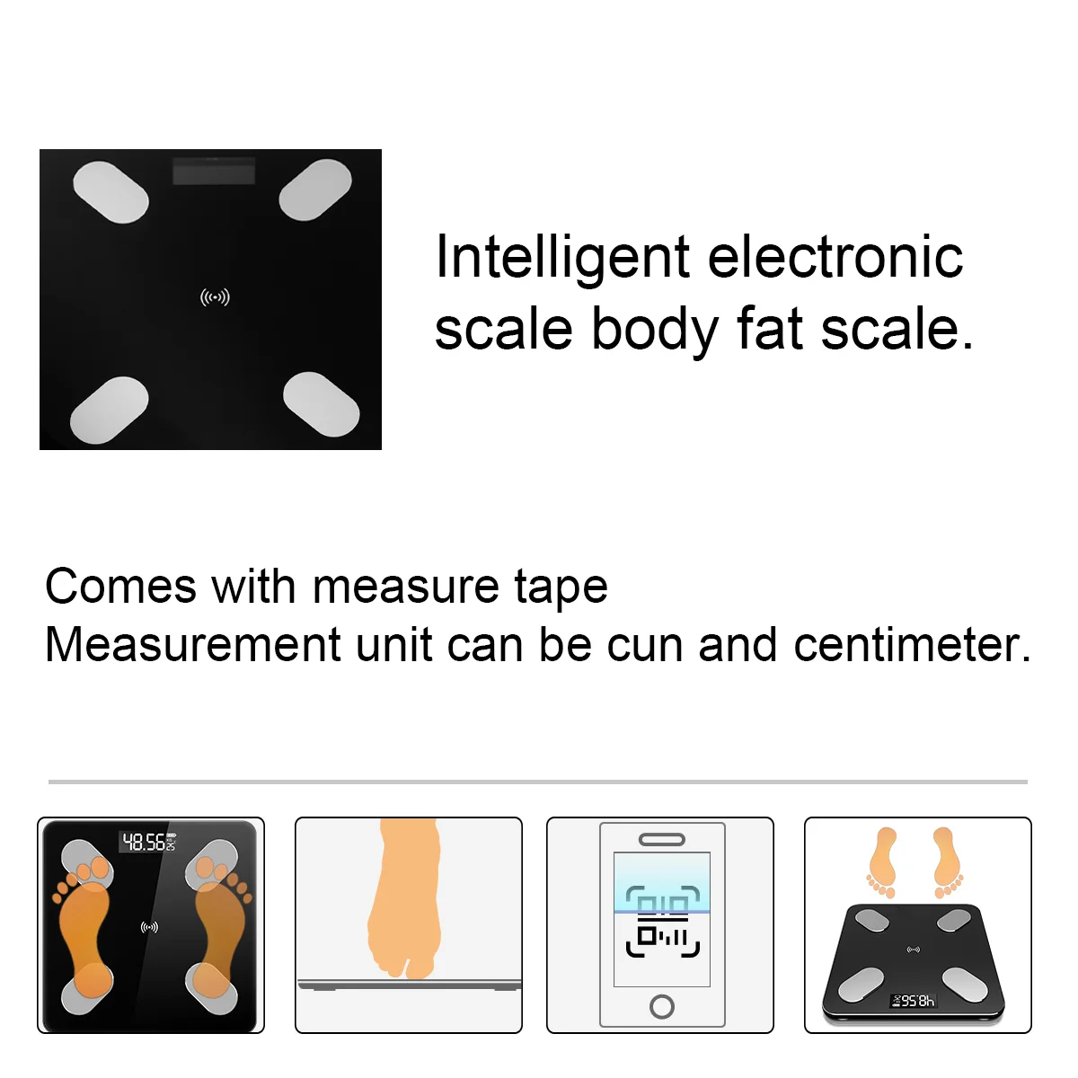 Square Scale LED Digital Scales without (Black, Pattern Blueteeth Scale)