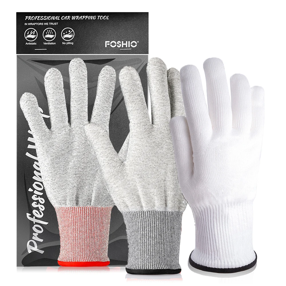 FOSHIO Thickened Anti-Static Car Wrap Gloves Cut Resistant Nylon Gloves Window Film Tinting Industrial Work Hand Protector Tool