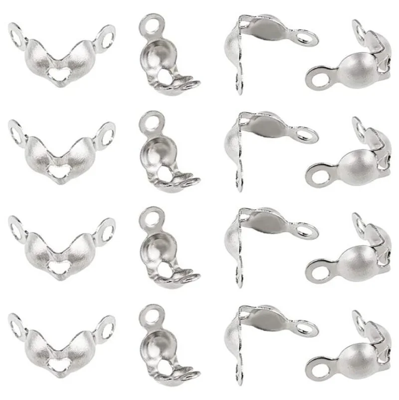 

100Pcs Stainless Steel Flip Beads Parts Tip Knot Cover Gold Clip Accessories For DIY Components For Jewelry Making Wholesale