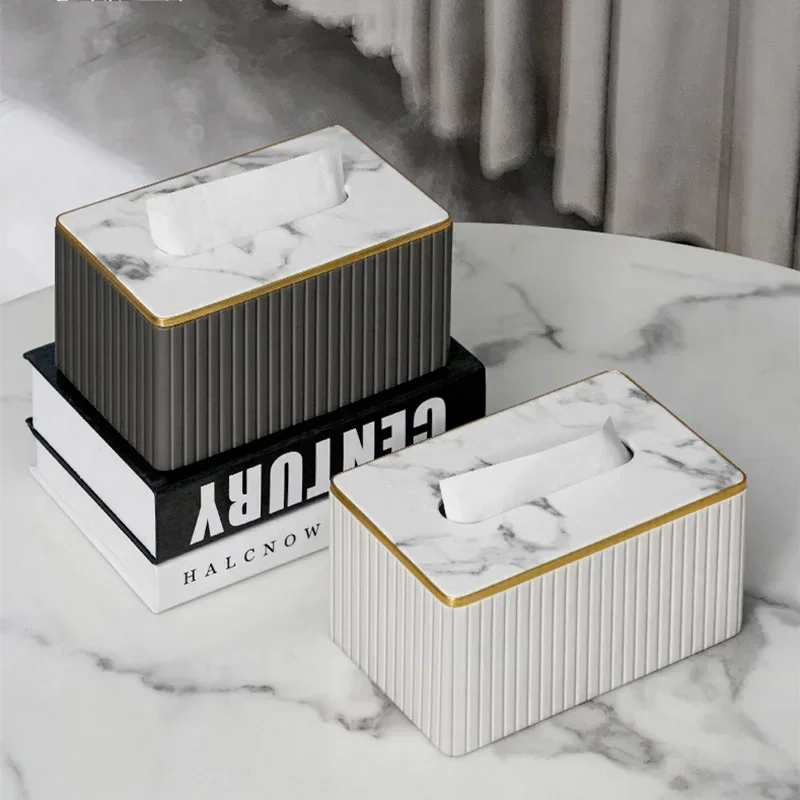 Leather Tissue Storage Box Marbling Paper Drawer Korean Creative Vertical Pattern Tissue Box Car Home Hotel Storage Supplies 5