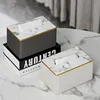 Leather Tissue Storage Box Marbling Paper Drawer Korean Creative Vertical Pattern Tissue Box Car Home Hotel Storage Supplies 5