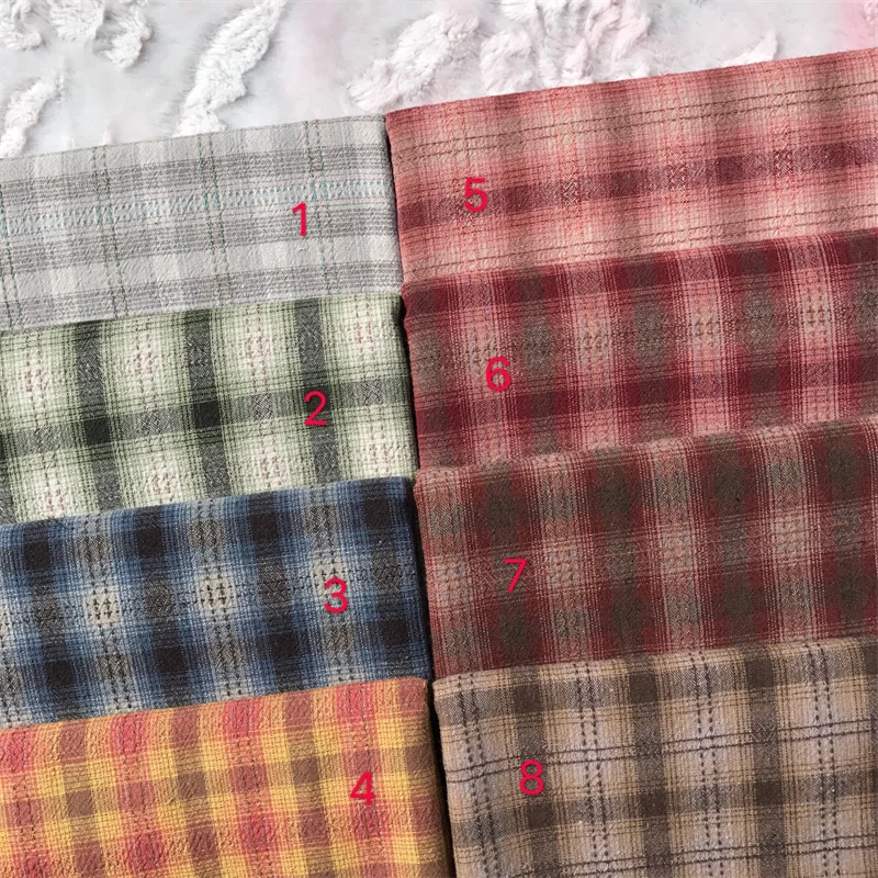 50*140CM Weiche Plaid Jacquard Japanische Garn Gefärbt Baumwolle Stoff Handgemachte DIY Professionelle Quilten Baumwolle Patchwork Stoffe – Detail 2