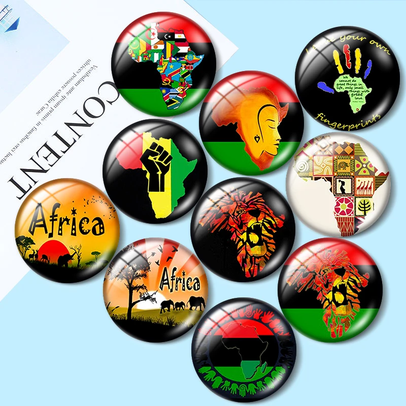 

Africa Theme Map Colors 10pcs 12mm/16mm/18mm/25mm Round Photo Glass Cabochon Demo Flat Back Making findings