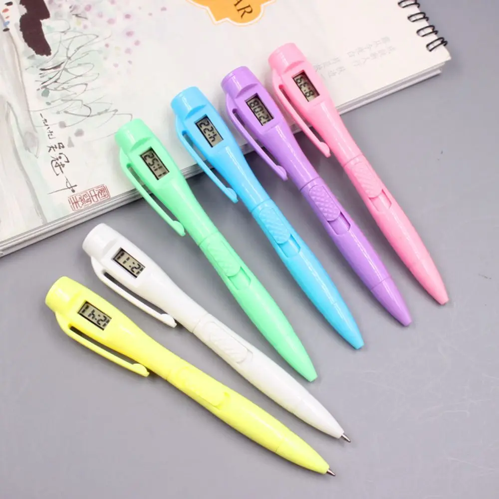 Stationery office door Foldable Leather pens with Digital Clock 