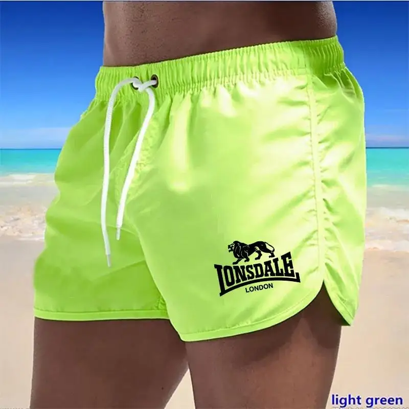 Men's Beach Shorts Lonsdale-Print Sport Running Pants Swimwear Movement Quick Dry Surf 5