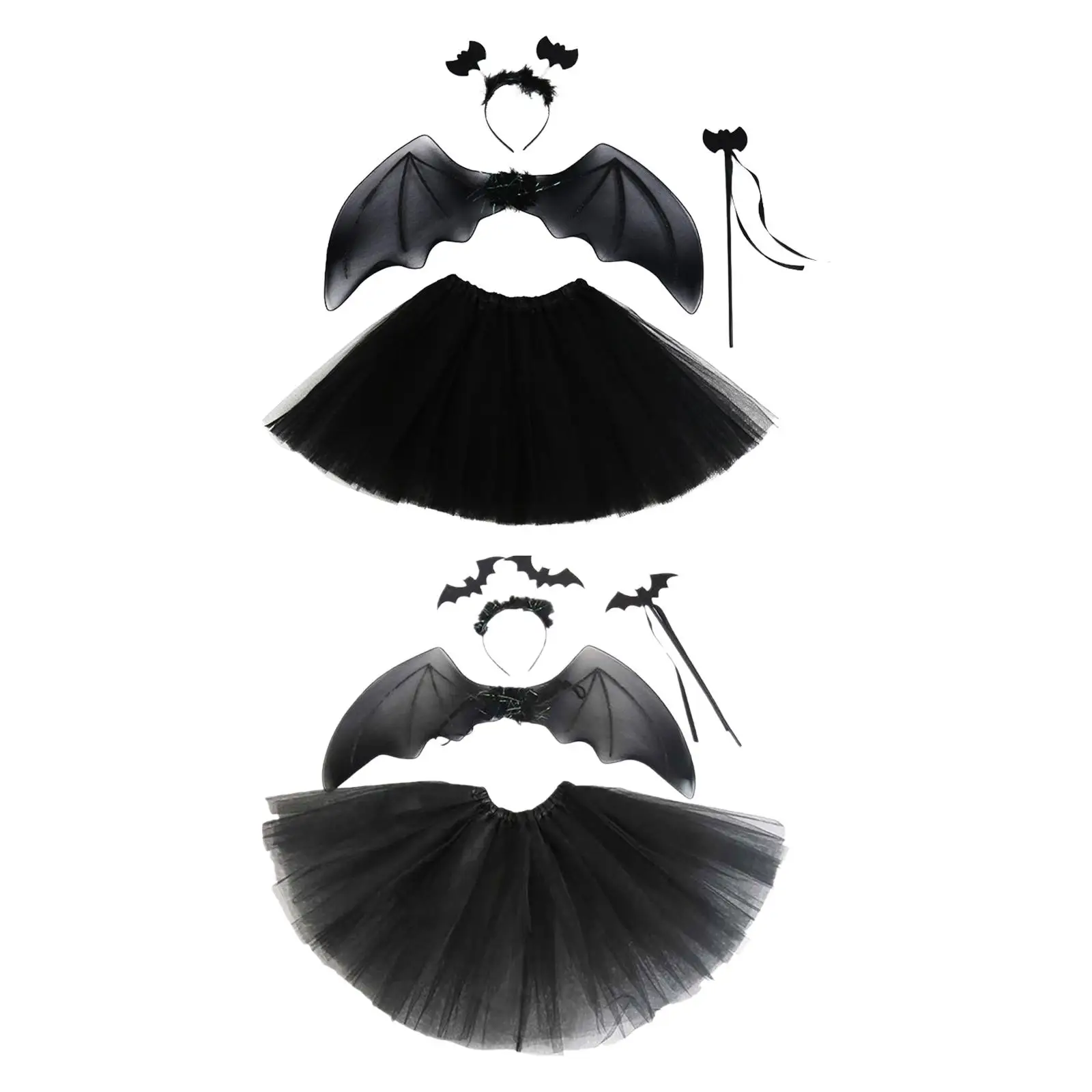 

Halloween Bat Costumes Set Hair Band Outfits Hair Hoop Clothes Fancy Dress with Wand for Women Adult Girls Nightclub Masquerade