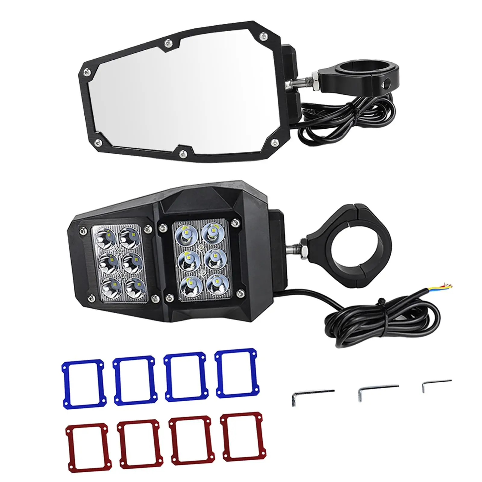 

Side Rear View Mirror UTV Side Lamp Rotating Accessories Easy Installation Rearview Mirrors for 1.75inch 2inch Roll Bar