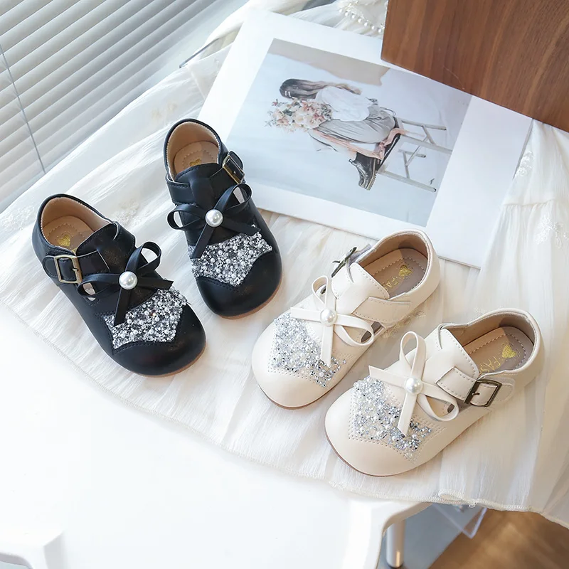 Girls Leather Ballet Shoes Soft Kids Princess