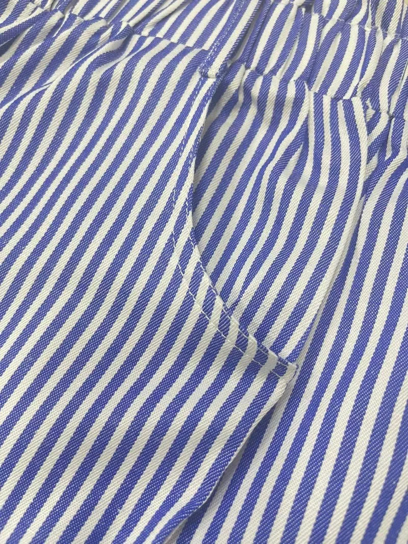 Women Summer Striped Plaid Print Short Pants Buttons Casual Curly Streetwear Cool Girl Elegant New Fashion Sweet Shorts(no Belt)