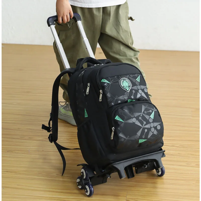 High-capacity Student Shoulder Backpack on 2/6 Wheels Waterproof Luggage Rolling Bags Detachable Children Rolling School Bags