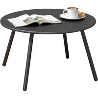 Round Metal Outdoor Side Coffee Table for Outside Patio, Black Coffee Tables 1