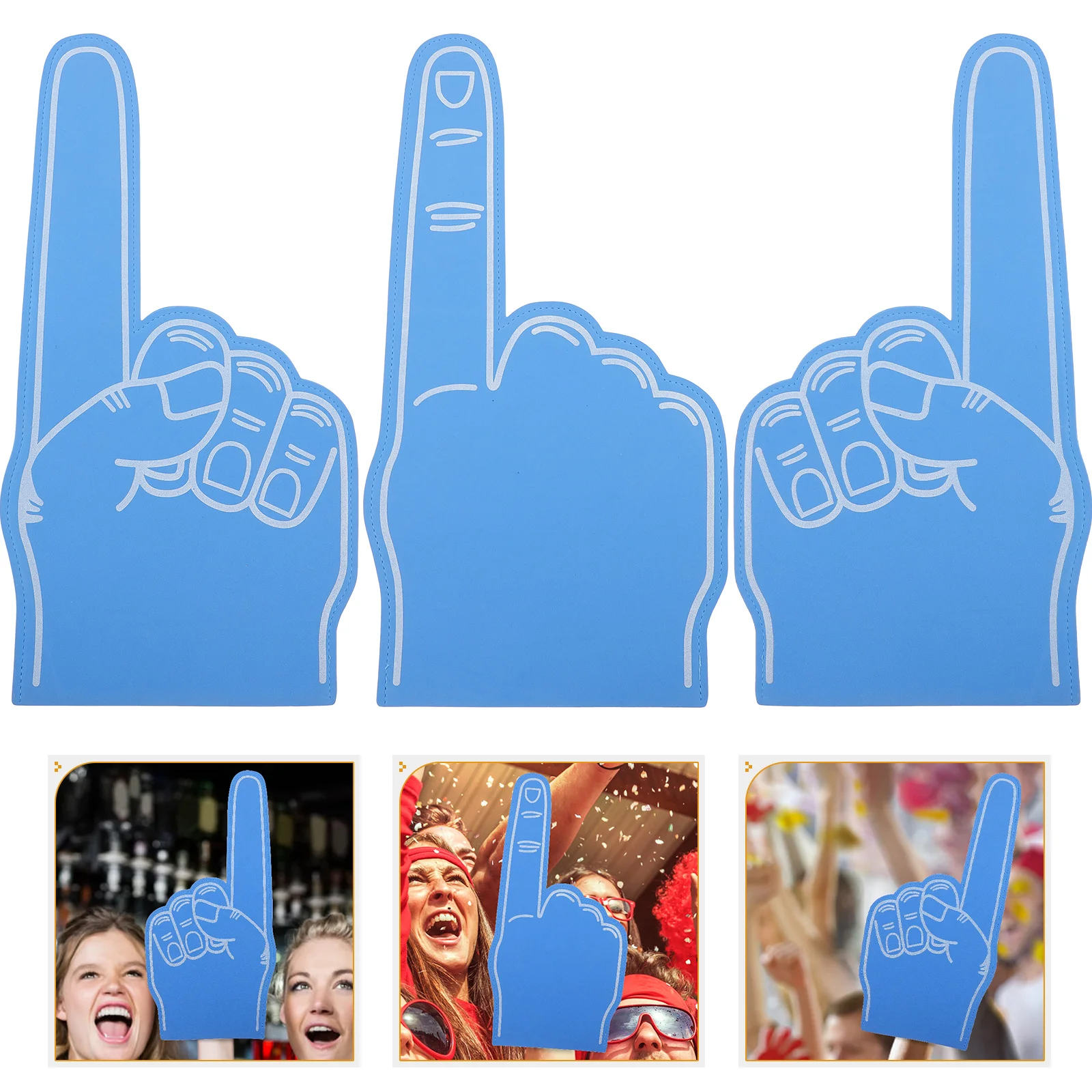 3pcs Foam Fingers Sports Event Cheerleading Hands Party Noisemaker Foams Finger Sports Fan Souvenir Team Accessories