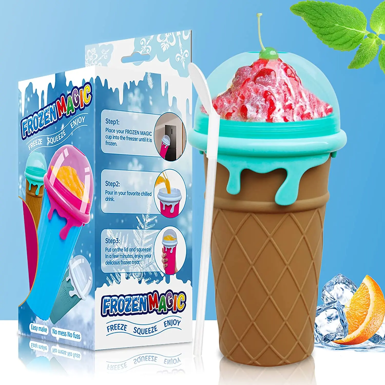 

500ml Slushie Maker Cup Diy Frozen Squeeze Magic Slushy Cup Homemade Milk Shake Ice Cream Maker Silicone Squeeze Smoothies Cup