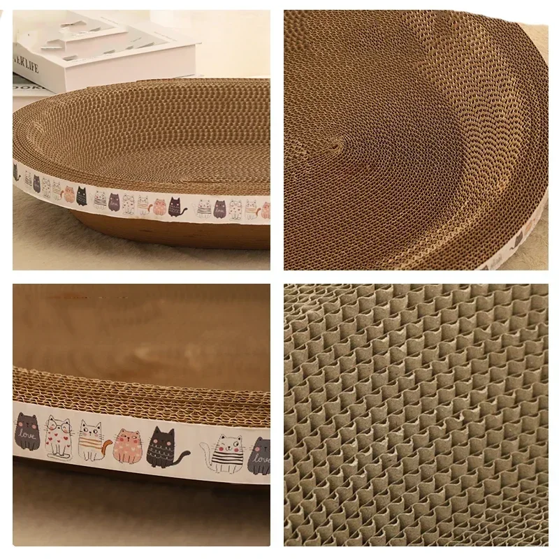 Cat Toy Corrugated Cat Scratcher Cat Scrapers Round Oval Grinding Claw Toys for Cats Wear-Resistant Bed Nest Accessories