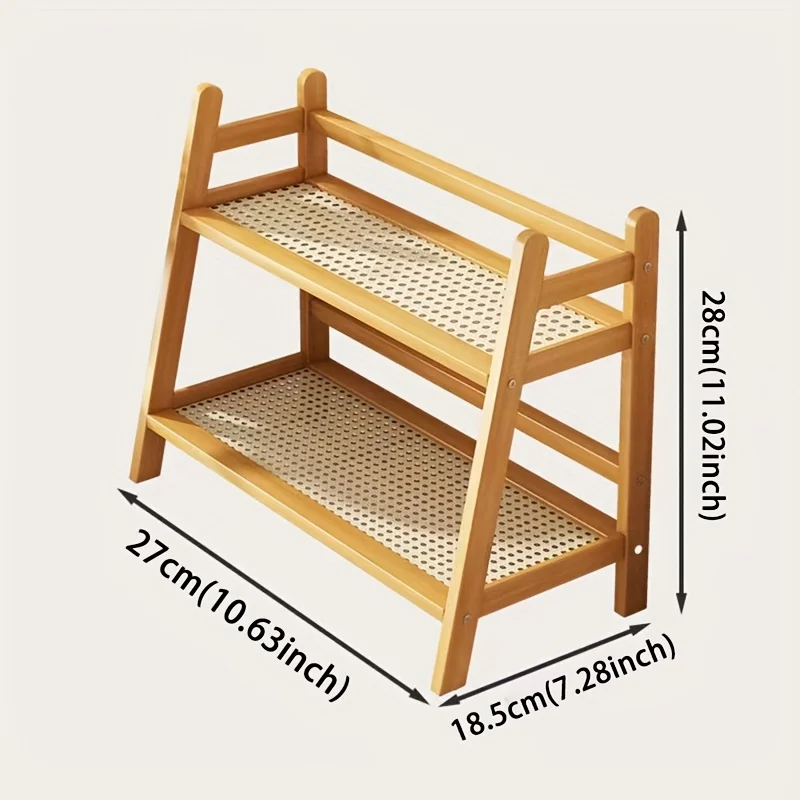 2-layer Imitation Rattan Storage Rack, Cup Storage Rack, Desktop Miscellaneous Water Cup Storage Rack