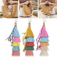 

Women Accessories Tassel Multicolor Contrasting Color Design for Bag Pendants Keychains Decorations Cotton Thread Shell Alloy