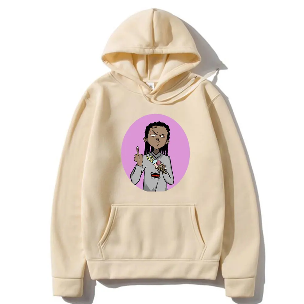 Anime The Boondocks Riley Eat Ice Cream Graphic Hoodie Male Fashion Streetwear Men Women's Casual Oversized Fleece Cotton Hoody