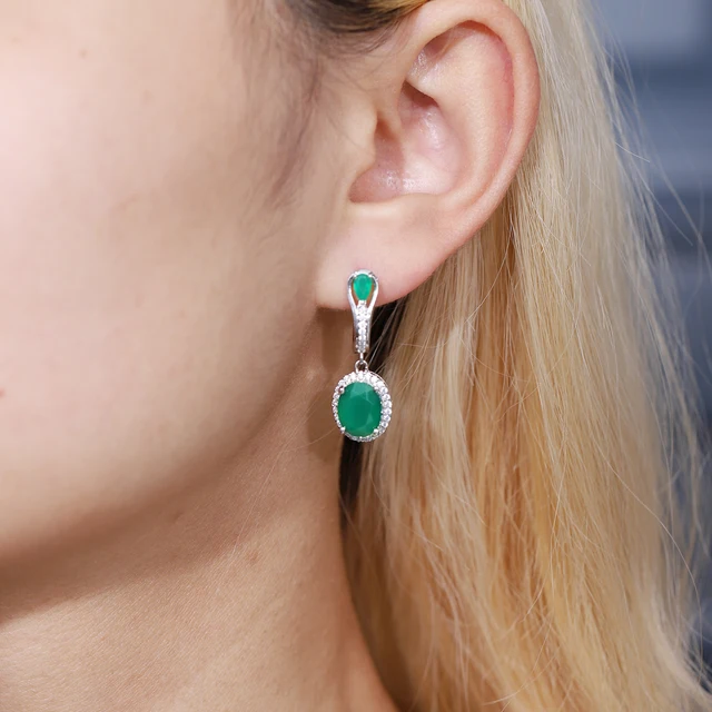 Gem's Ballet 5.15Ct Natural Green Agate Vintage Earrings 925 Sterling Silver Gemstone Drop Earrings For Women Fine Jewelry 4