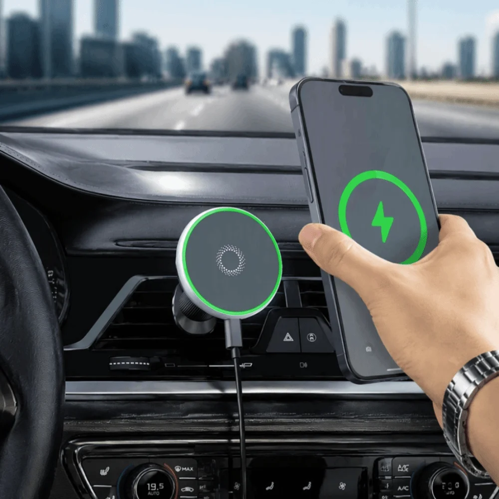 Magnetic Car Phone Holder with Fast 15W Wireless Charging