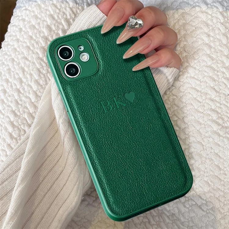 Custom Personalized Soft Leather Phone Case with Initial Name - DIY Handmade Cover