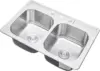 33 x 22 x 9 Inch Top mount Drop in Stainless Steel Double Bowl Kitchen Sink with Strainer 18 Gauge Stainless Steel 3 Faucet Hole 1