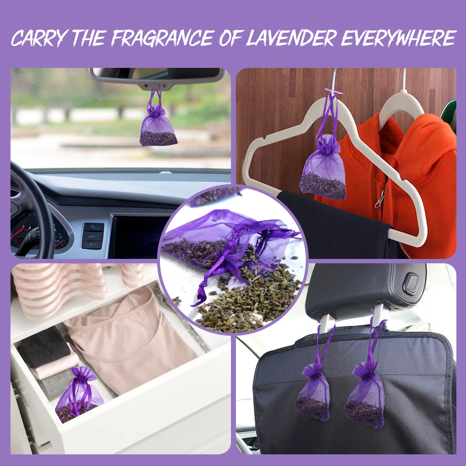 Natural Lavender Sachet for Home Car Wardrobe Freshener