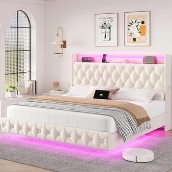 Queen Floating LED Bed 1
