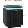 Nightstand with LED Light, Set of 2 Night Stand with Drawers, Black Bedside Table, Modern End Side Table for Bedroom 2