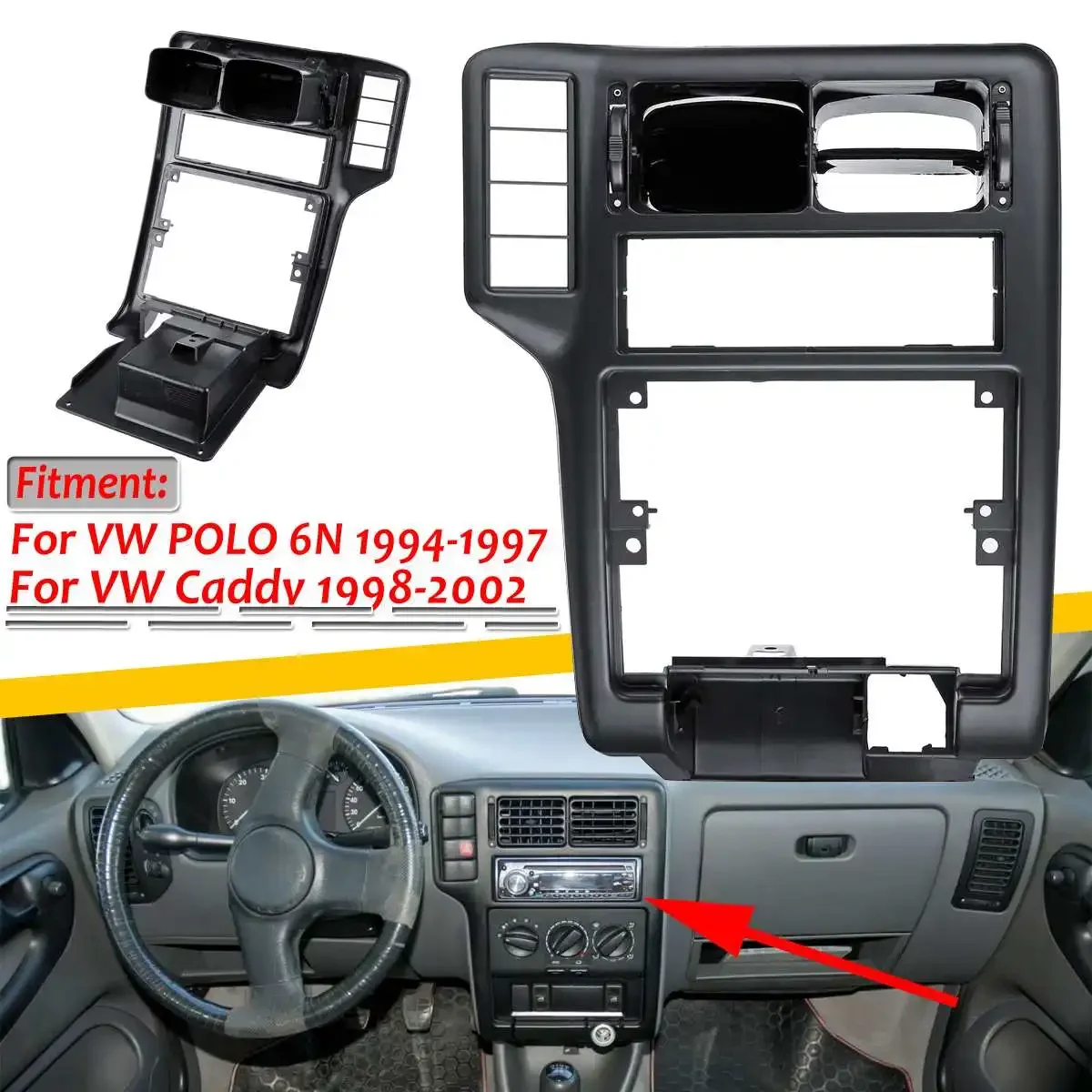 1Xcar Front Center Console Air Outlet Frame Cover Per Vw Per Polo 6N 1994-1997 Per Caddy 1998-2002 Abs Muslimatexlimab