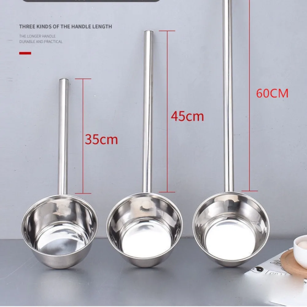 304 Food Grade Stainless Steel Ladle Multifunctional Electric Furnace Water Ladle Large Spoon Restaurant