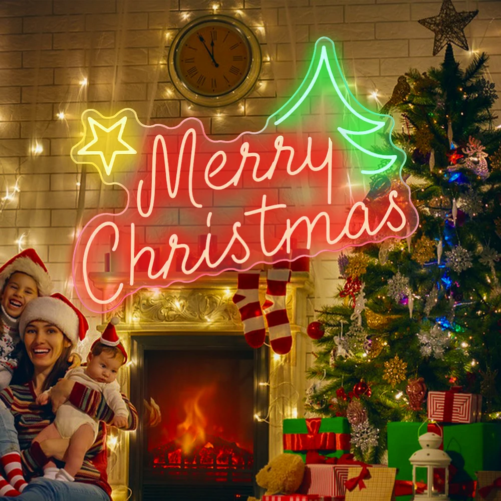 Merry Christmas Neon Sign Christmas LED Sign Light with Acrylic Board Art Wall Decorative Night Light Bar Party Kids Christmas christmas neon usb neon lights led acrylic board neon signs for wall decor christmas party supplies bedroom bar pub club