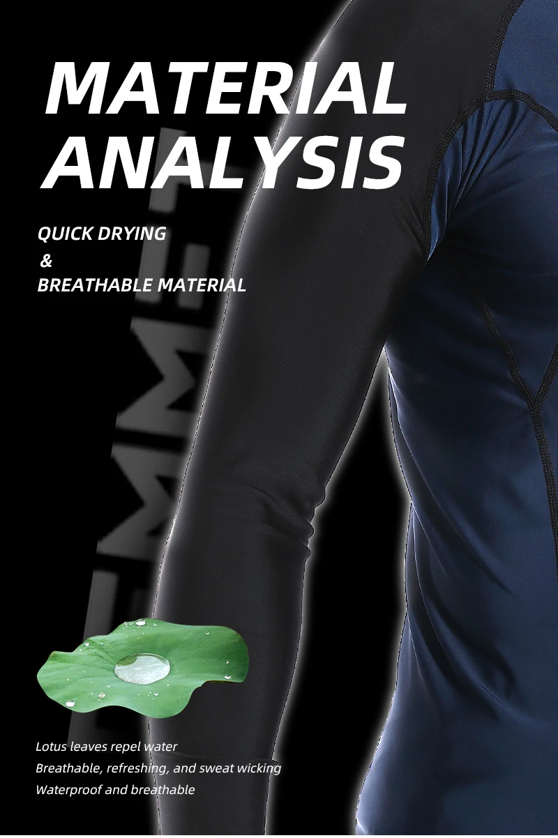 Description Picture 4 of itemDEMMET Mens Swimwear Long Sleeve Rash Guard Swimming Surf T-Shirt UV Protection Quick Dry Beach Tight Surf Diving Clothes 120KG