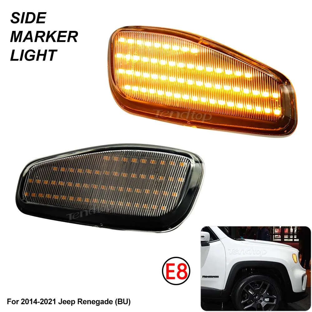 

2 шт. для Jeep Renegade 2014-2021(BU), полный янтарный цвет, Передние боковые габаритные огни, мигающая лампа