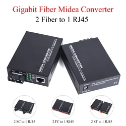 Gigabit Fiber Optical Media Converter Switch 100/1000M Single Mode Multimode UPC/APC 2 SC/ST/FC Port to 1 RJ45 Fiber Transceiver
